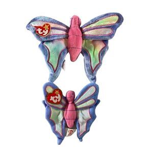 Set of 2 1999 2000 Flitter The Butterfly Teenie Beanie Ty Beanie Baby Plush Coll
